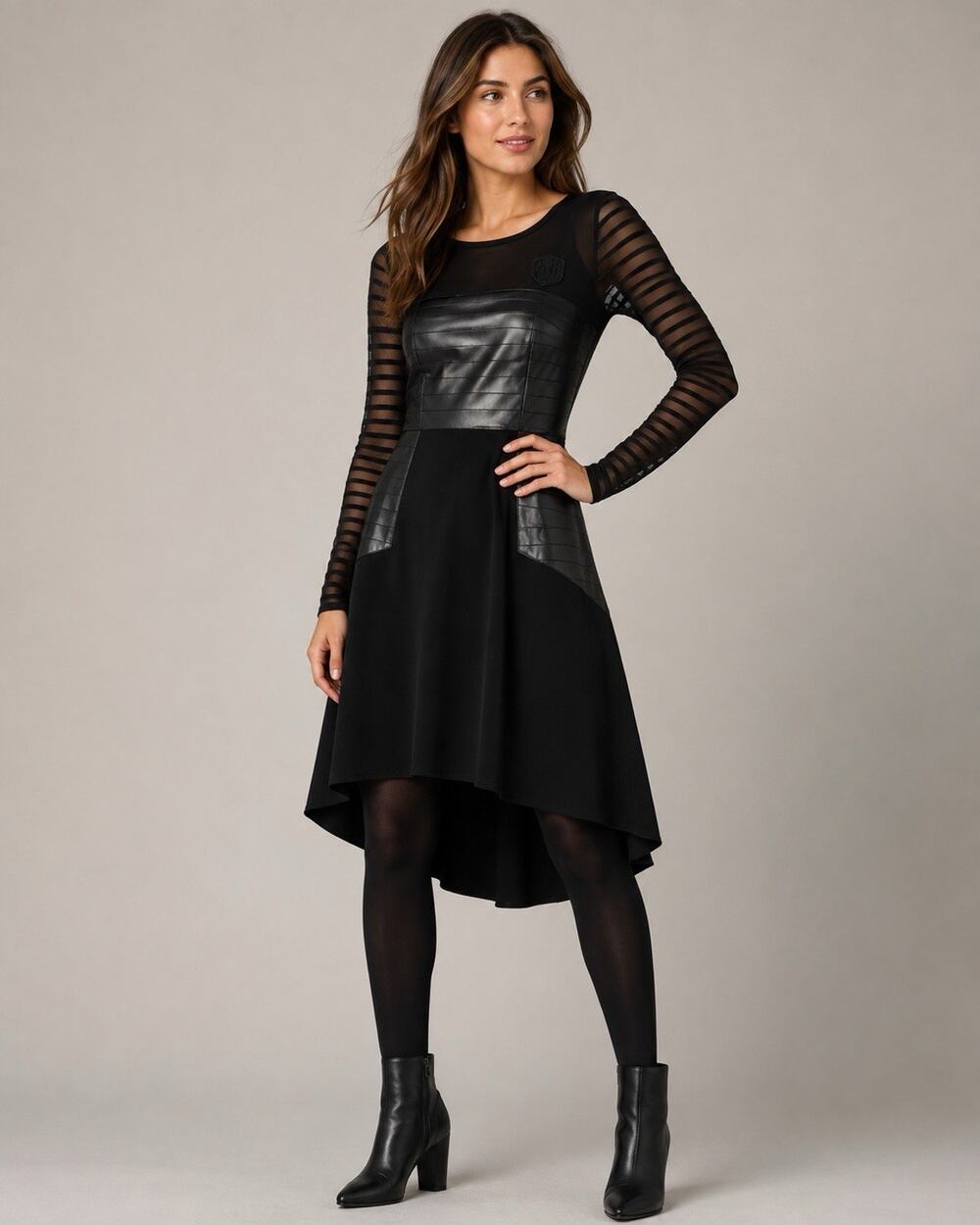Star Wars Her Universe Kylo Ren Skater Dress size S/M Black Hi-Lo Sheer Sleeve